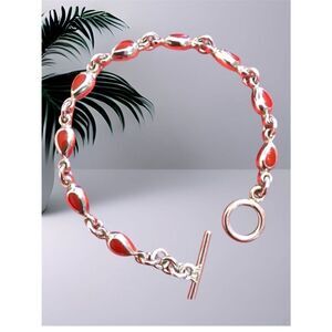 Red Carnelian Bracelet 925 Silver Multi Stone chain